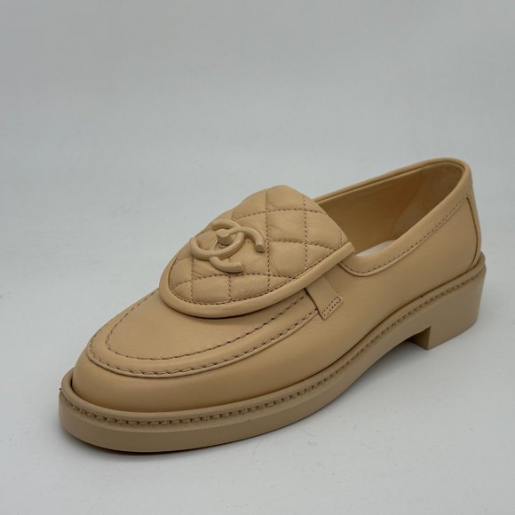 CHANEL 24C Leather Quilted Tab Turn Lock Turnlock CC Loafer Moccasin Flats - Picture 1 of 11